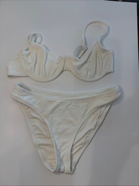 SOLID & STRIPED White Textured Underwire Bikini Set